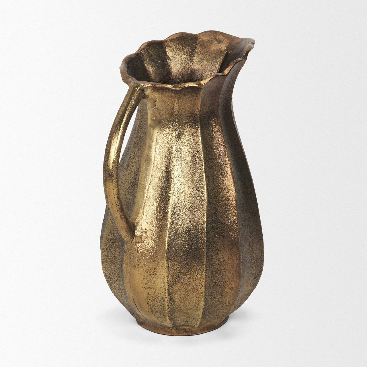 Anya Antiqued Brass Scalloped Petal Cast Metal Jug