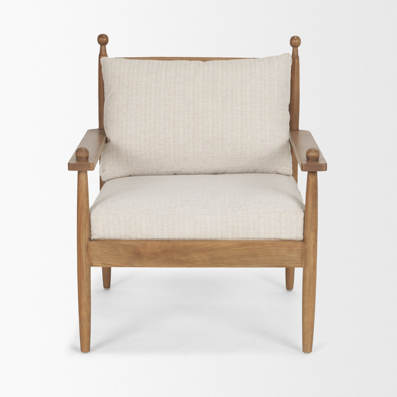 Danni Beige Fabric Beach Wood Framed Accent Lounge Chair