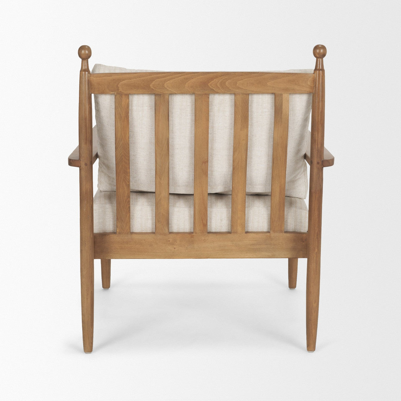 Danni Beige Fabric Beach Wood Framed Accent Lounge Chair