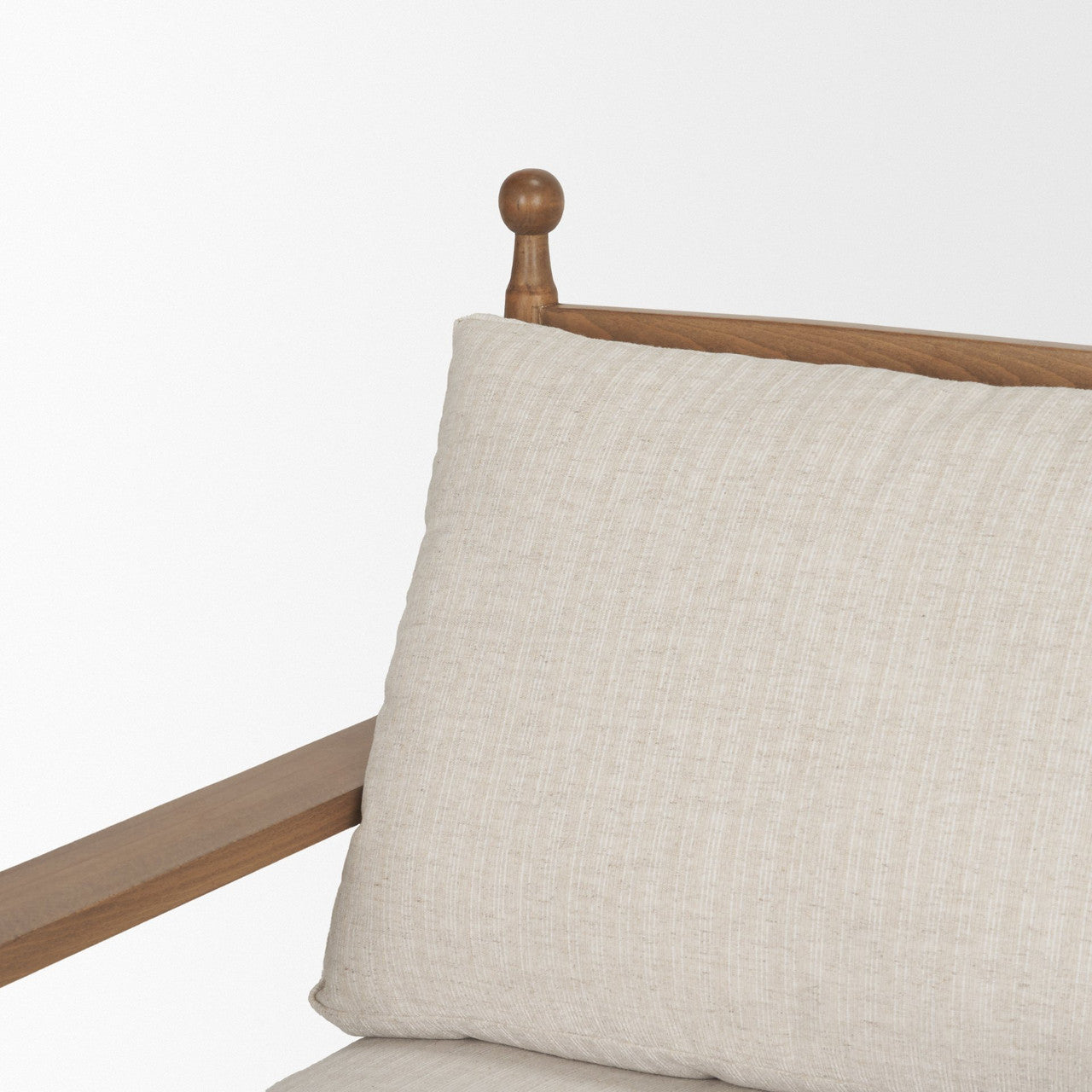 Danni Beige Fabric Beach Wood Framed Accent Lounge Chair