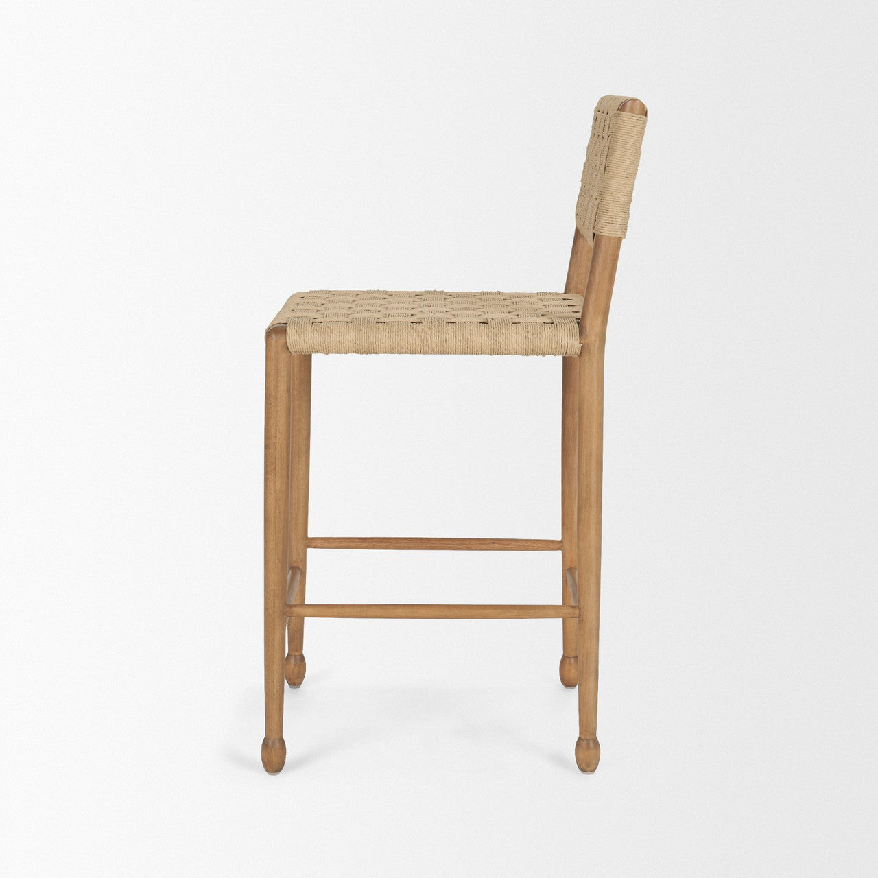 Brinley Woven Paper Rope w/ Brown Wood Frame Counter Stool