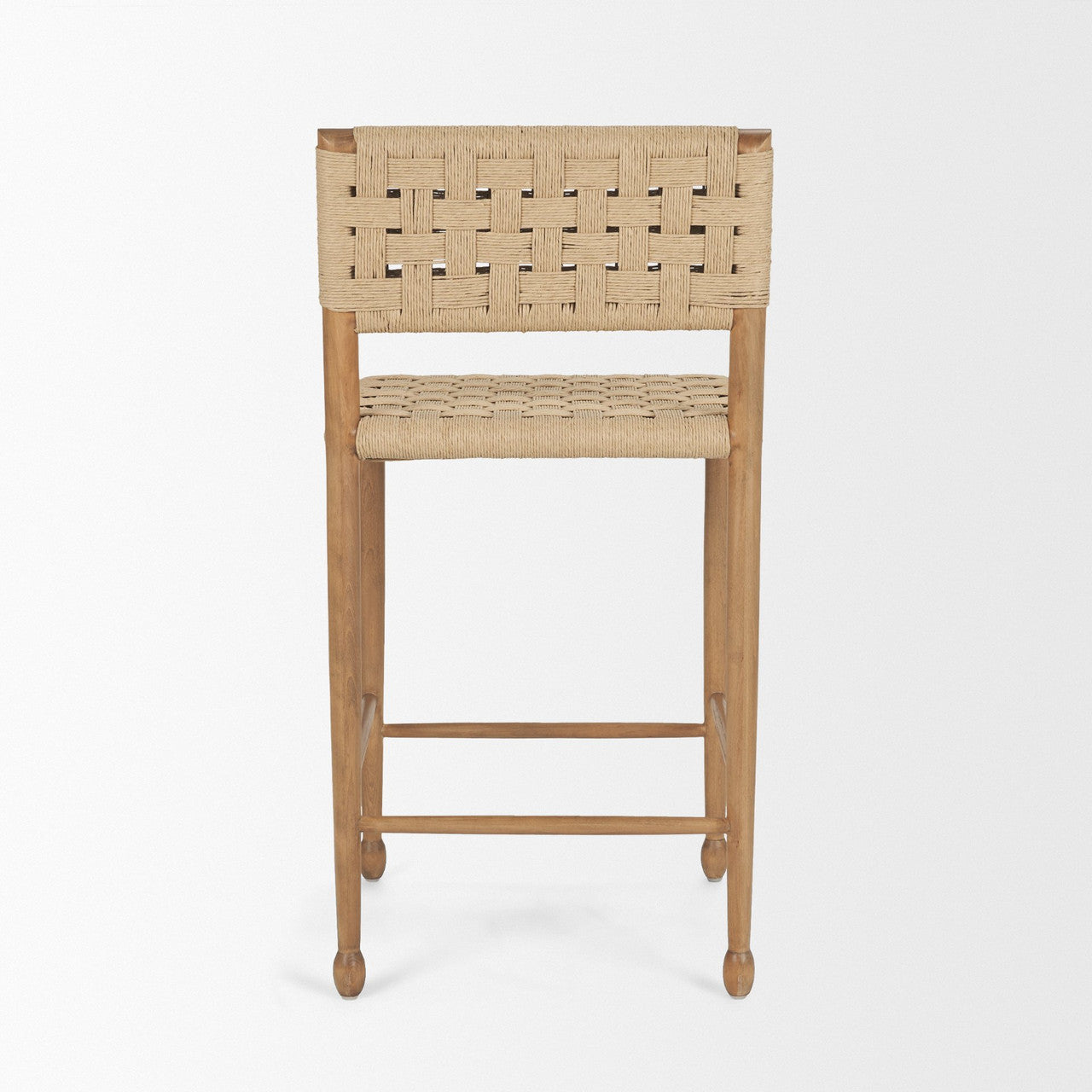 Brinley Woven Paper Rope w/ Brown Wood Frame Counter Stool