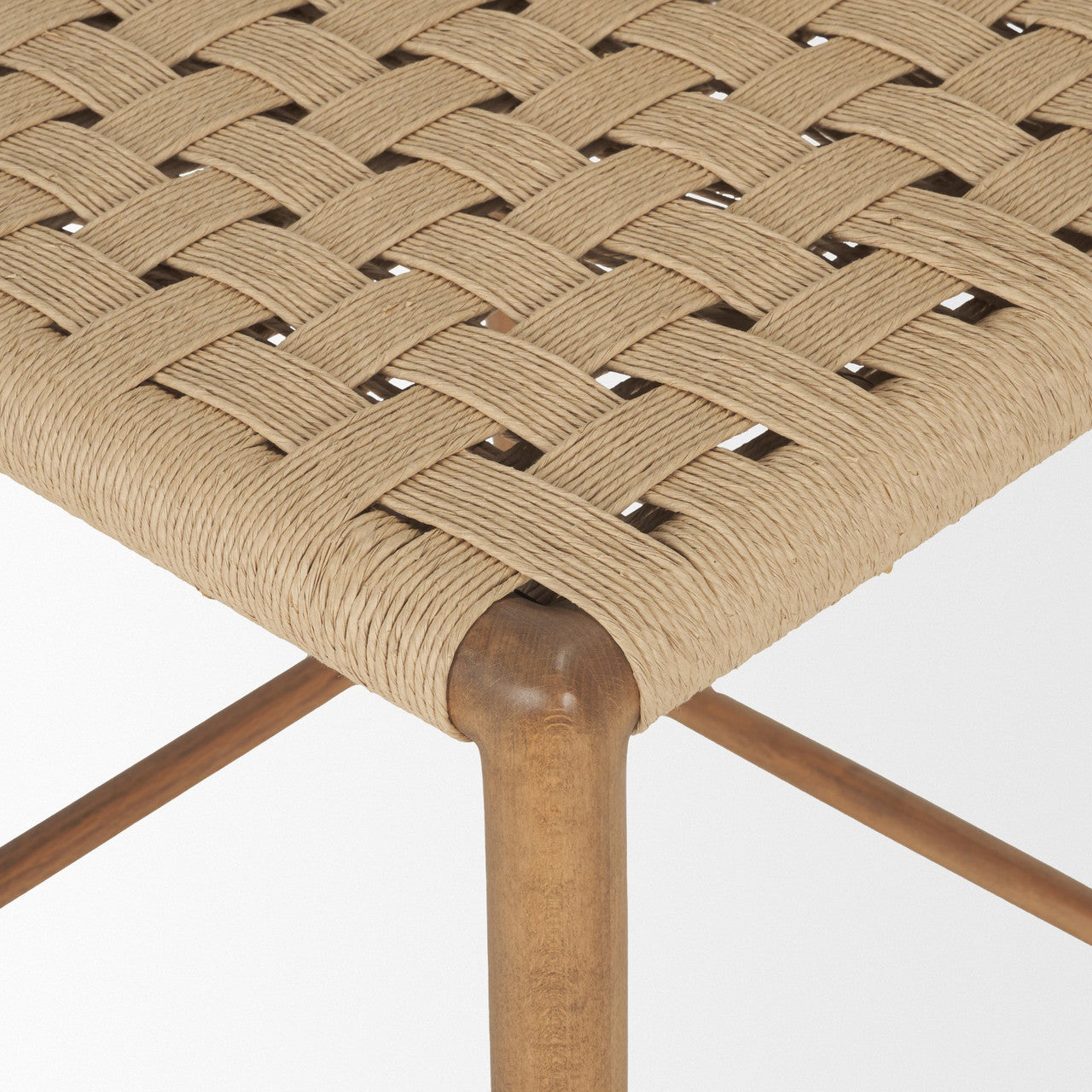 Brinley Woven Paper Rope w/ Brown Wood Frame Counter Stool