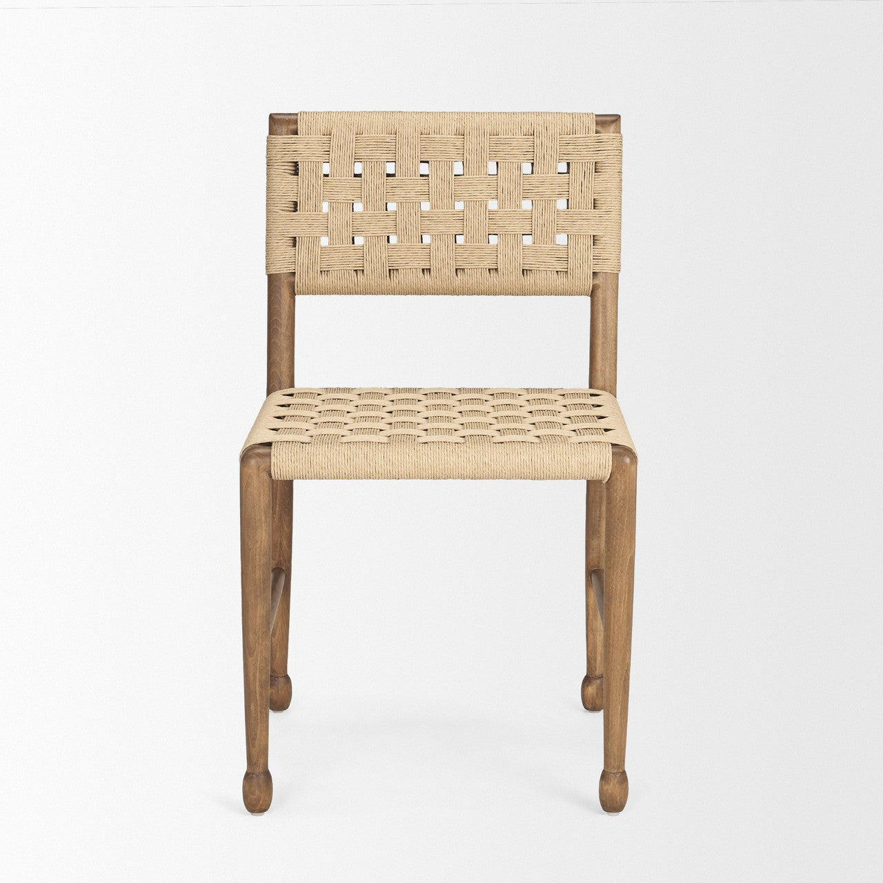 Brinley Woven Paper Rope w/ Brown Wood Frame Dining Chair