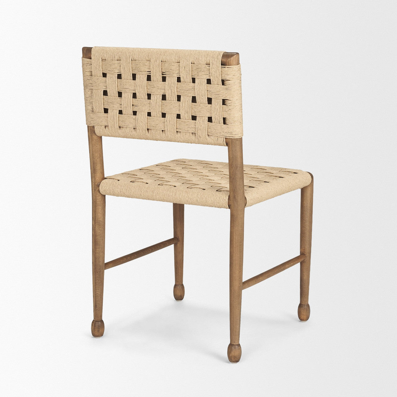 Brinley Woven Paper Rope w/ Brown Wood Frame Dining Chair