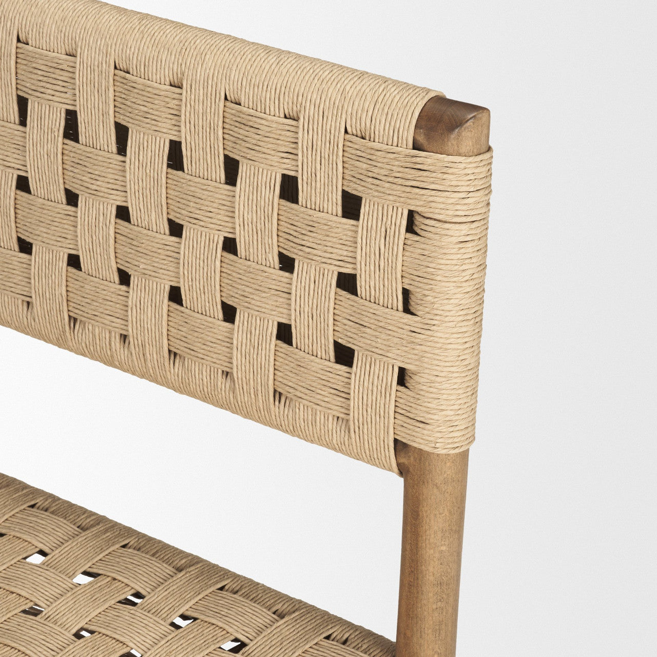 Brinley Woven Paper Rope w/ Brown Wood Frame Dining Chair