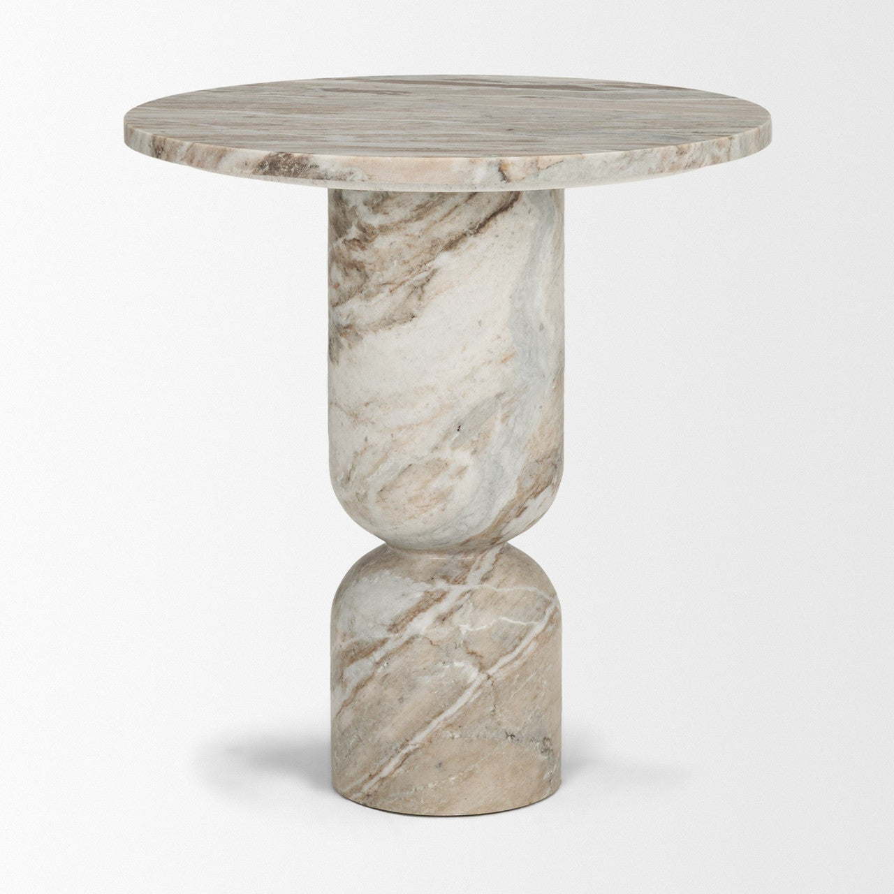 Nylah Solid Pink Marble Round Accent Table