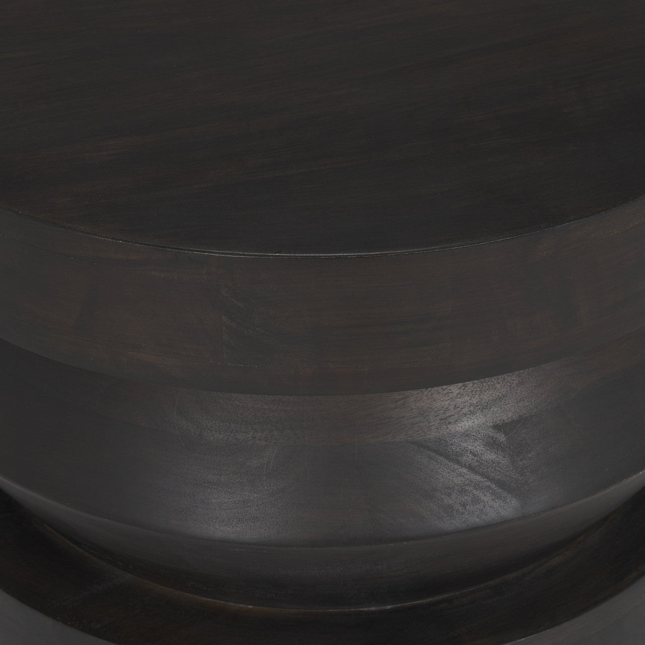 Rashama Dark Brown Wood Stacked Geometric Round Accent Table