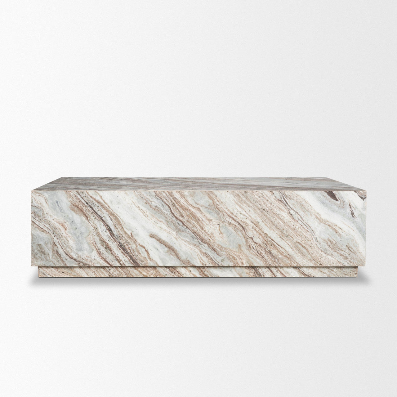 Matteo Solid Pink Marble Rectangular Coffee Table