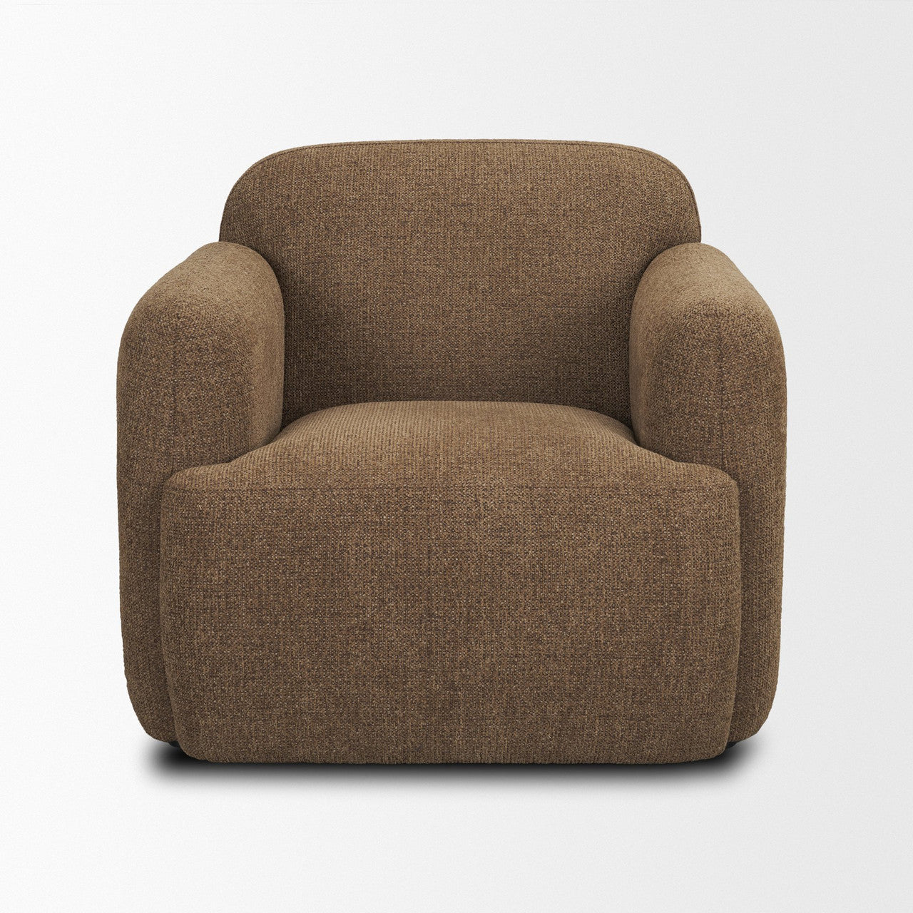 Saga Textured Brown Plush Fabric Upholstered Chair
