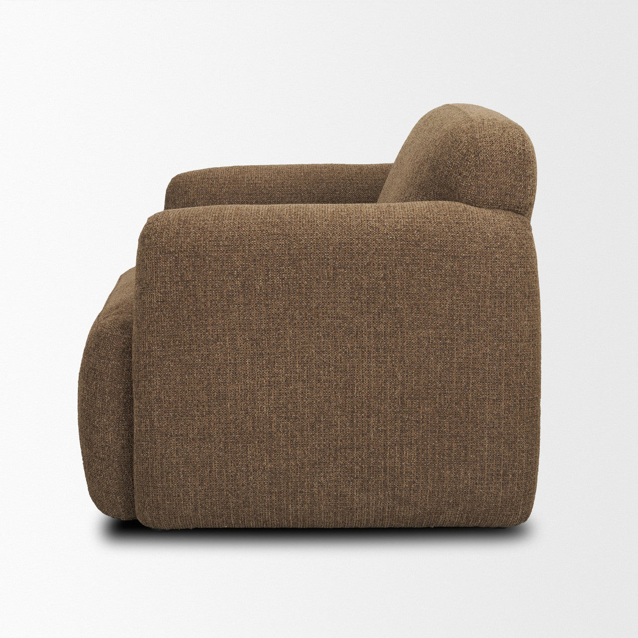 Saga Textured Brown Plush Fabric Upholstered Chair