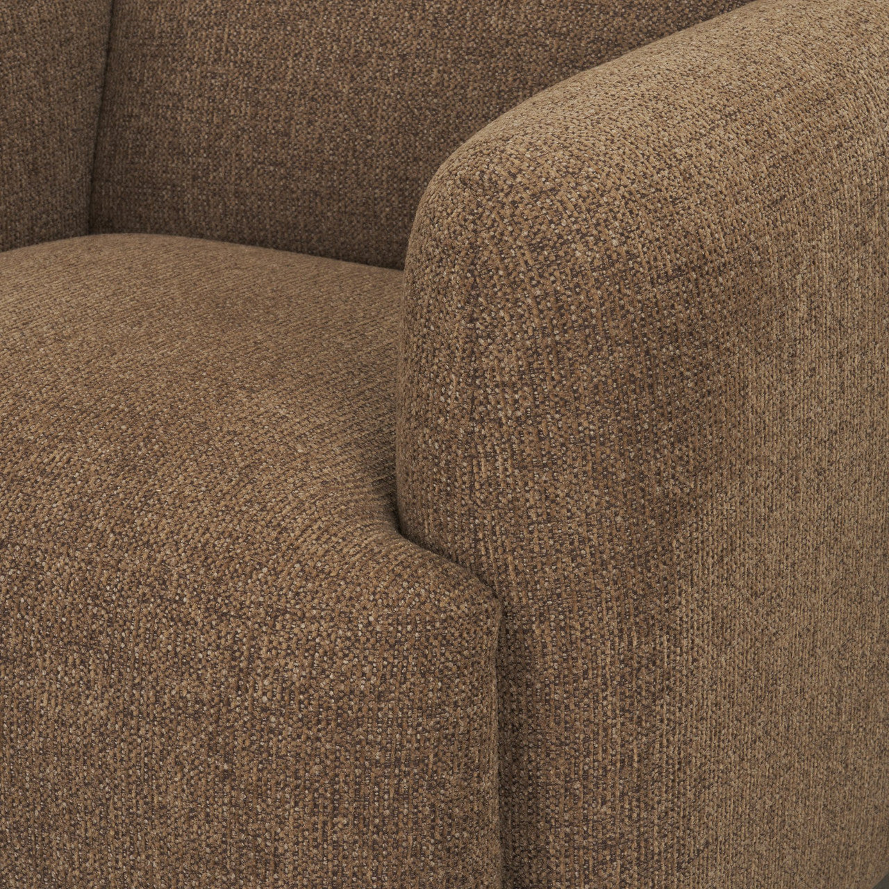 Saga Textured Brown Plush Fabric Upholstered Chair