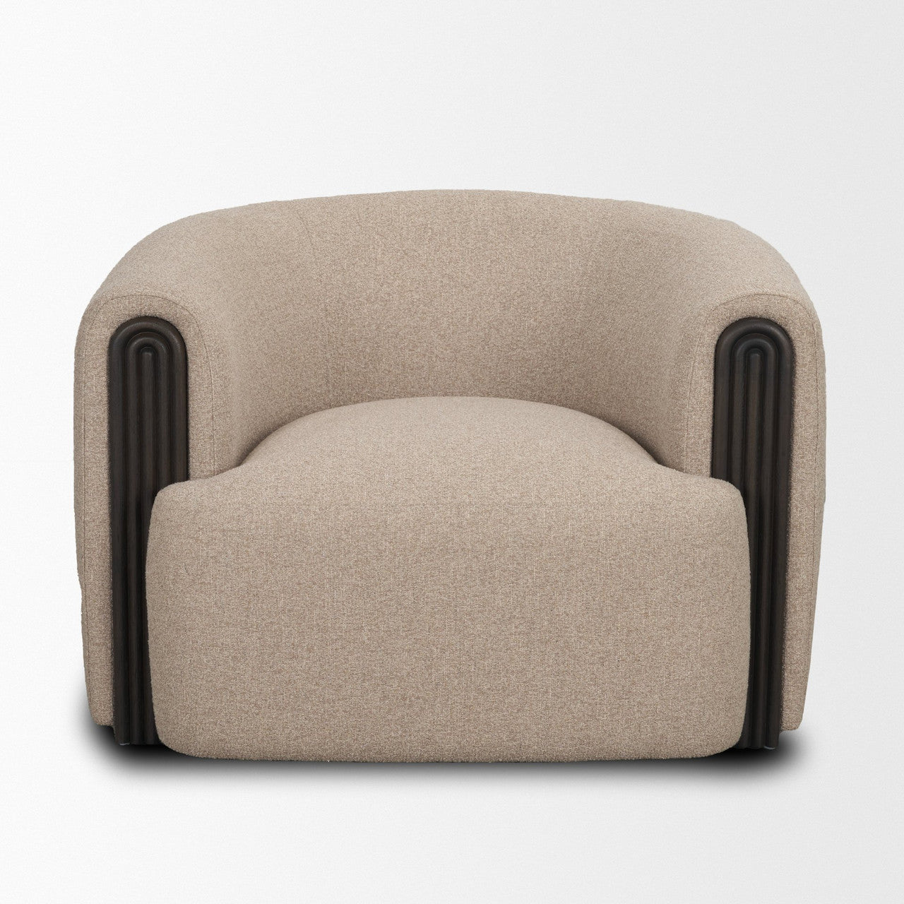 Kornelia Textured Mushroom Fabric Barrel Accent Chair
