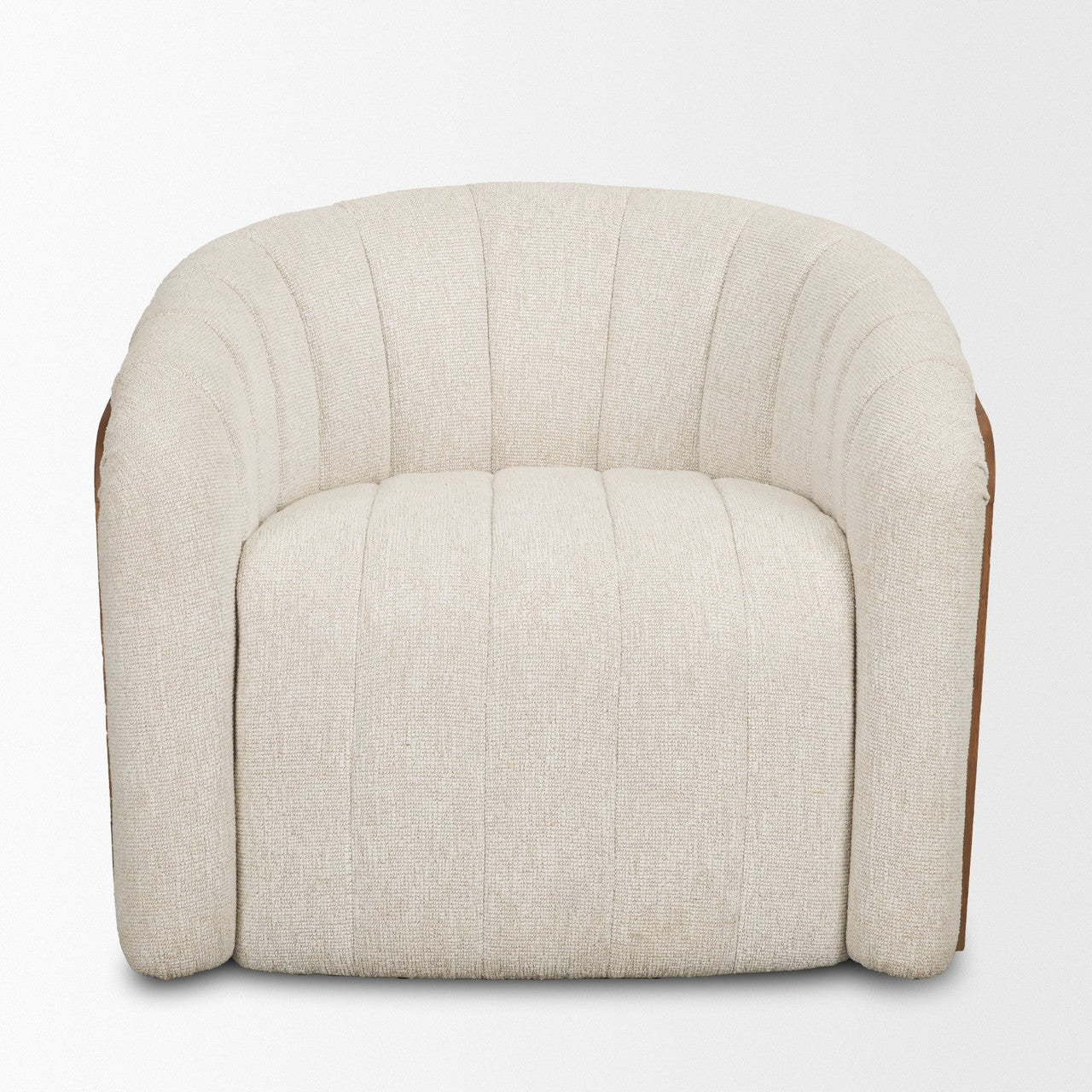 Fonda Cream Fabric w/ Natural Jute Swivel Accent Chair