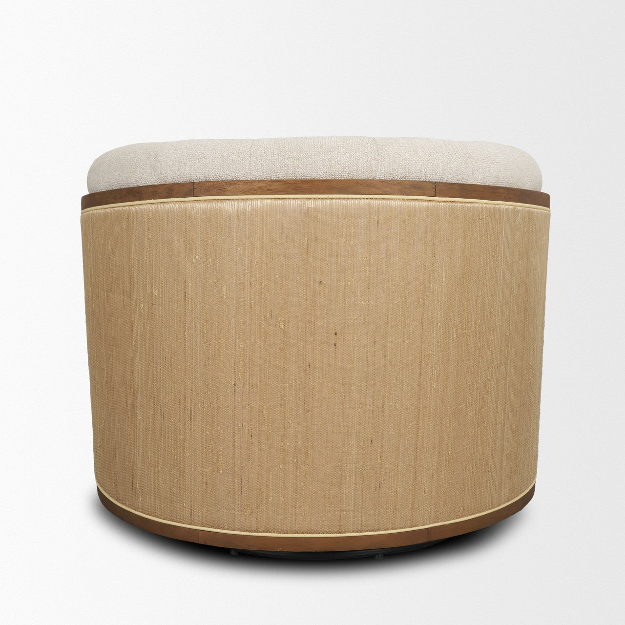 Fonda Cream Fabric w/ Natural Jute Swivel Accent Chair