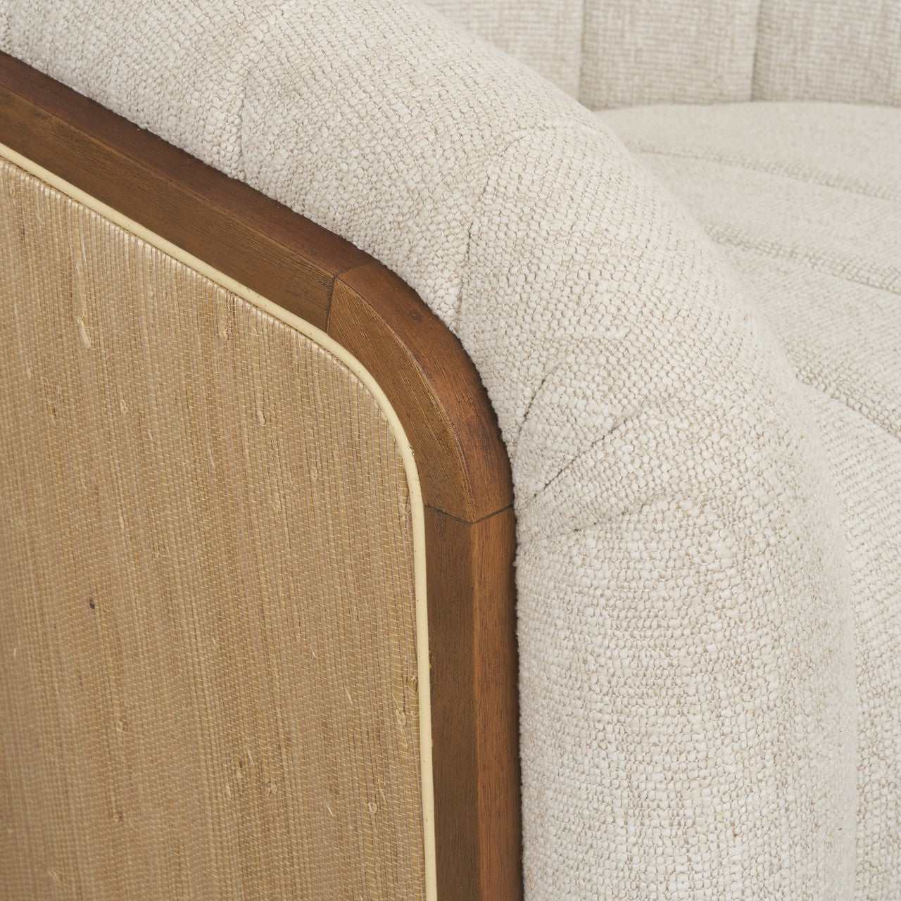 Fonda Cream Fabric w/ Natural Jute Swivel Accent Chair