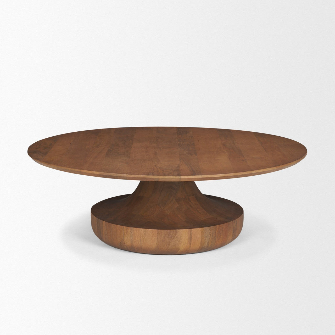 その他 ZINRO COFFEE TABLE Arno Warm Mid-Brown Wood Sculptural Round Coffee Table | Zin Home