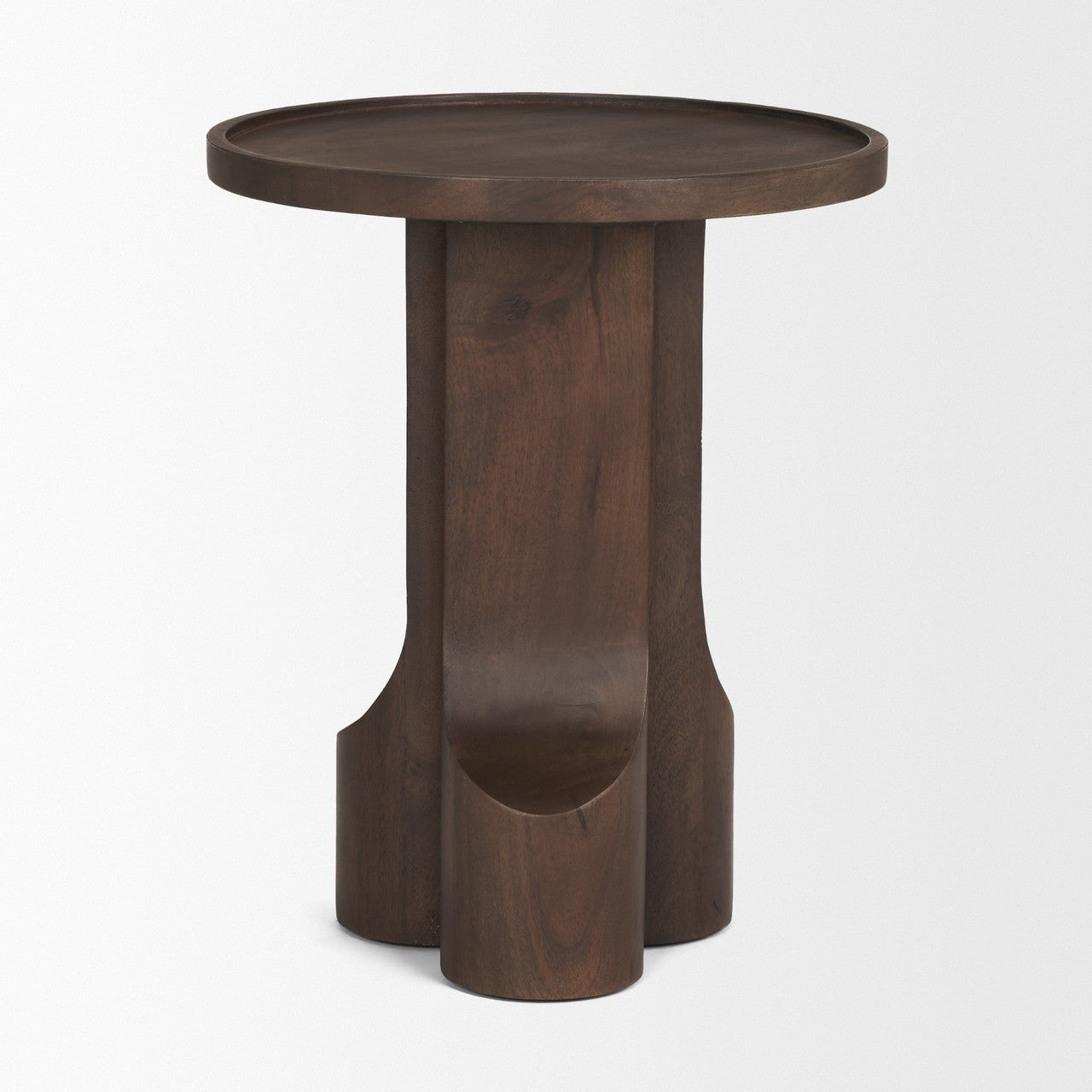 Cayson Dark Brown Sculptural Round Accent Table