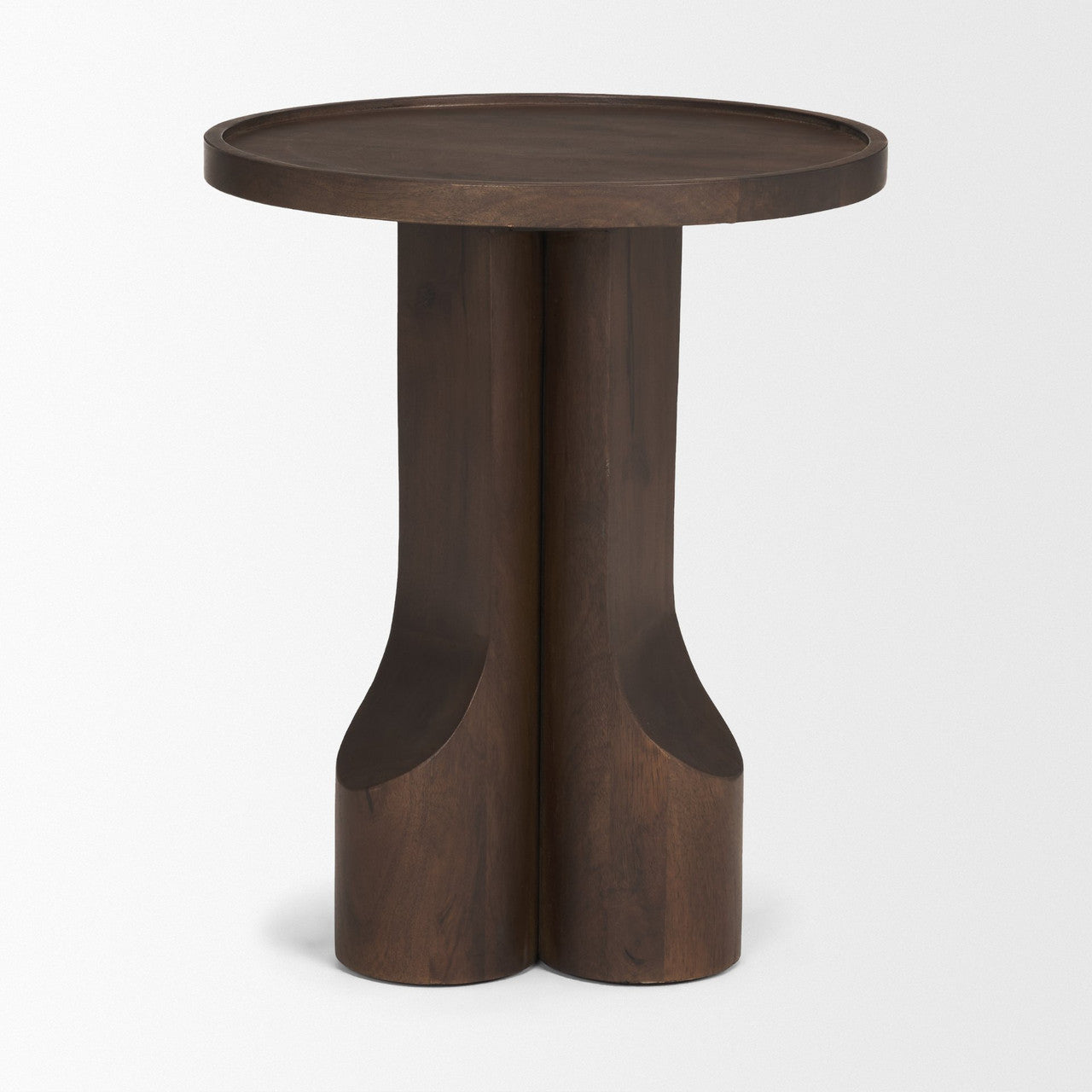 Cayson Dark Brown Sculptural Round Accent Table
