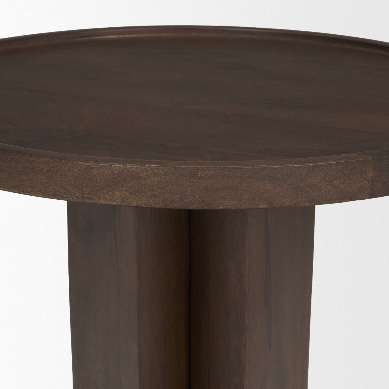 Cayson Dark Brown Sculptural Round Accent Table
