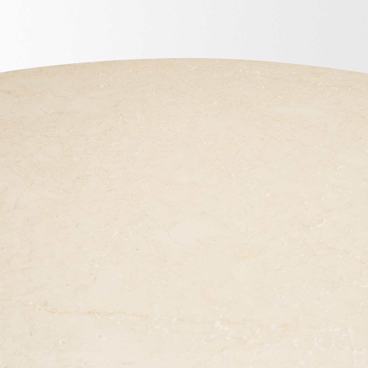 Marbrello 60" Botticcino Marble Top Light Brown Fluted Wood Round Dining Table