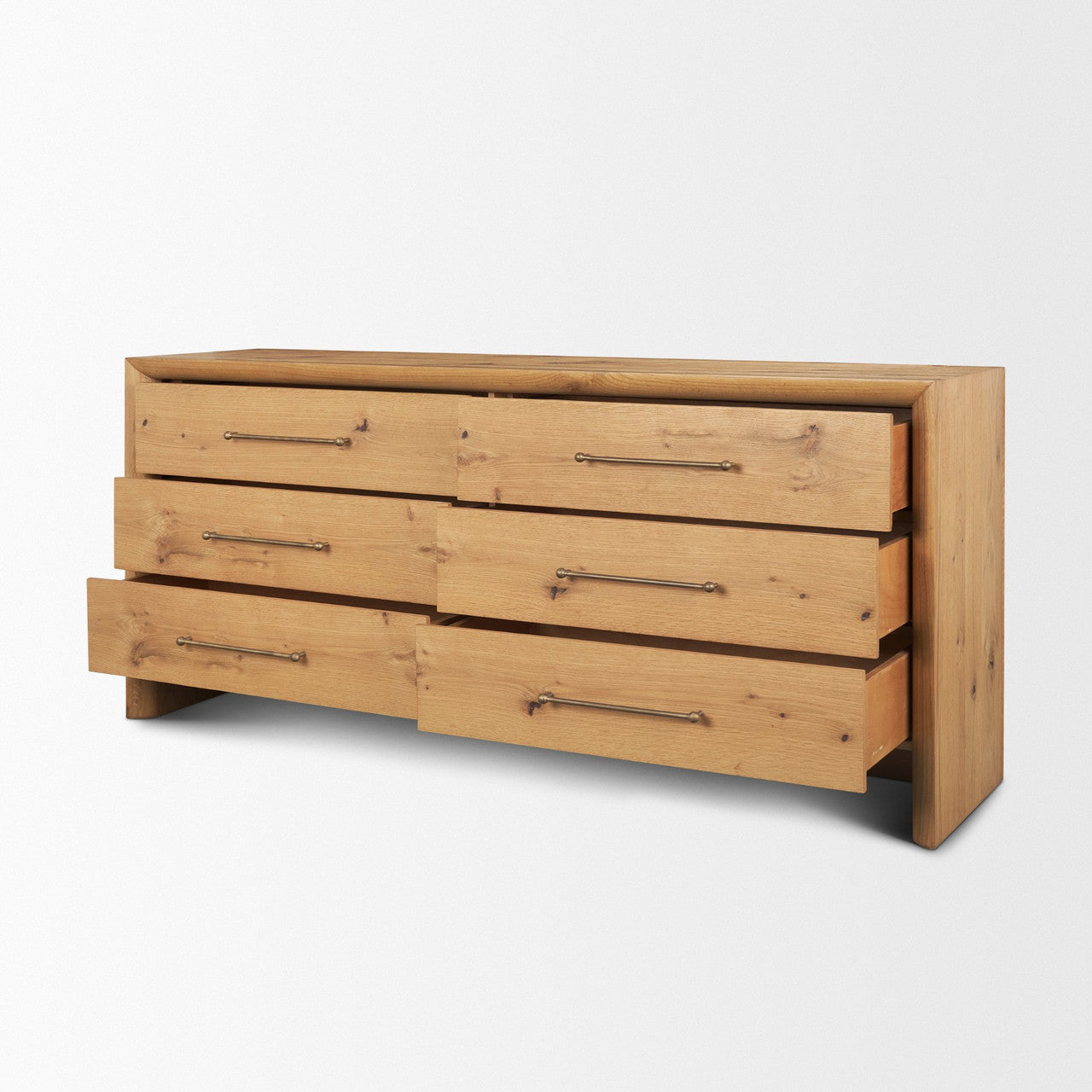 Belford 6-Drawer Light Brown Oak Wood Dresser