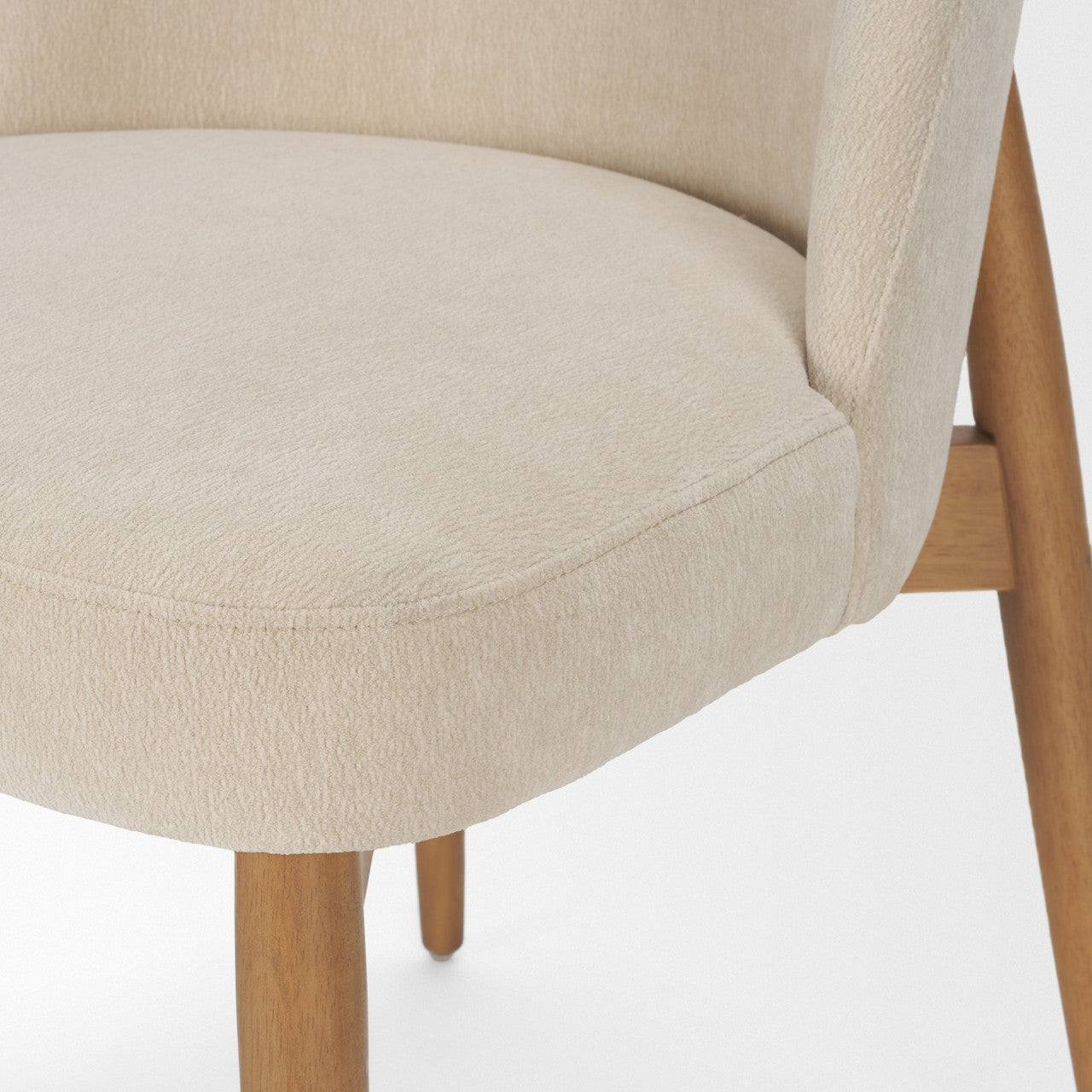 Abbie Curved Back Oatmeal Fabric Dining Side Chair
