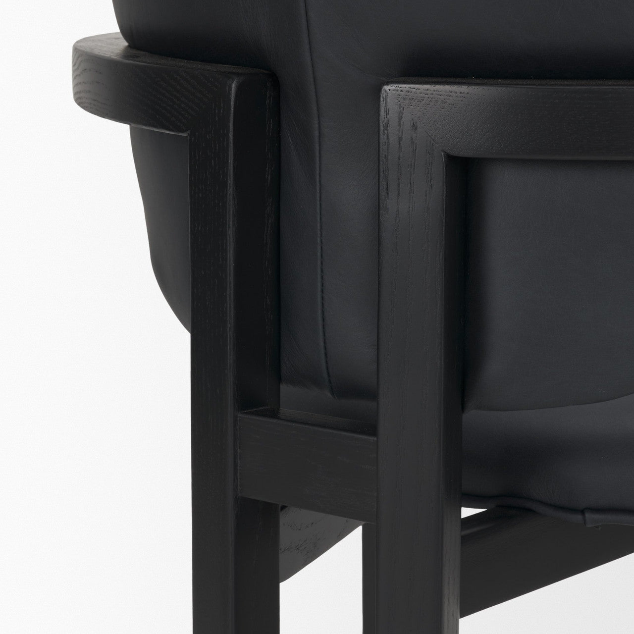 Carlisle Curved Back Black Leather Tripod Frame Dining Armchair