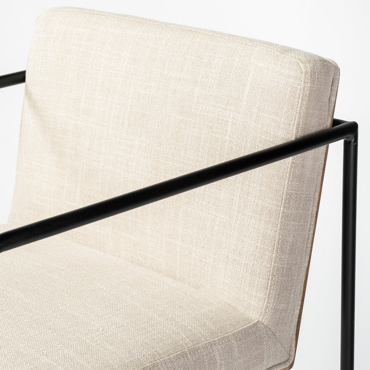 Stamford 36.5" Light Beige Upholstered Seat w/ Wood Back, Metal Frame Counter Stool