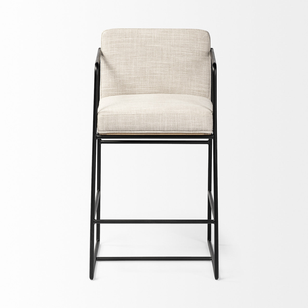 Stamford 36.5" Light Beige Upholstered Seat w/ Wood Back, Metal Frame Counter Stool