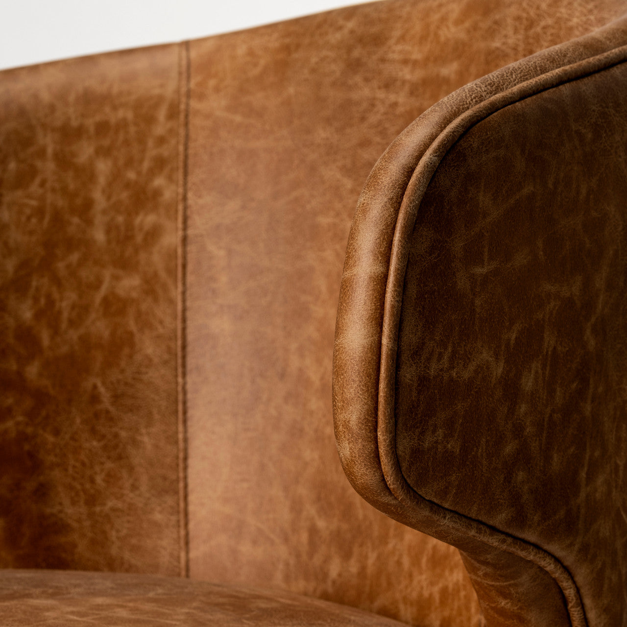 Niles 22.5L x 24.5W x 32H Brown Faux Leather Seat W/Brown Wooden Legs Wingback Dining Chair