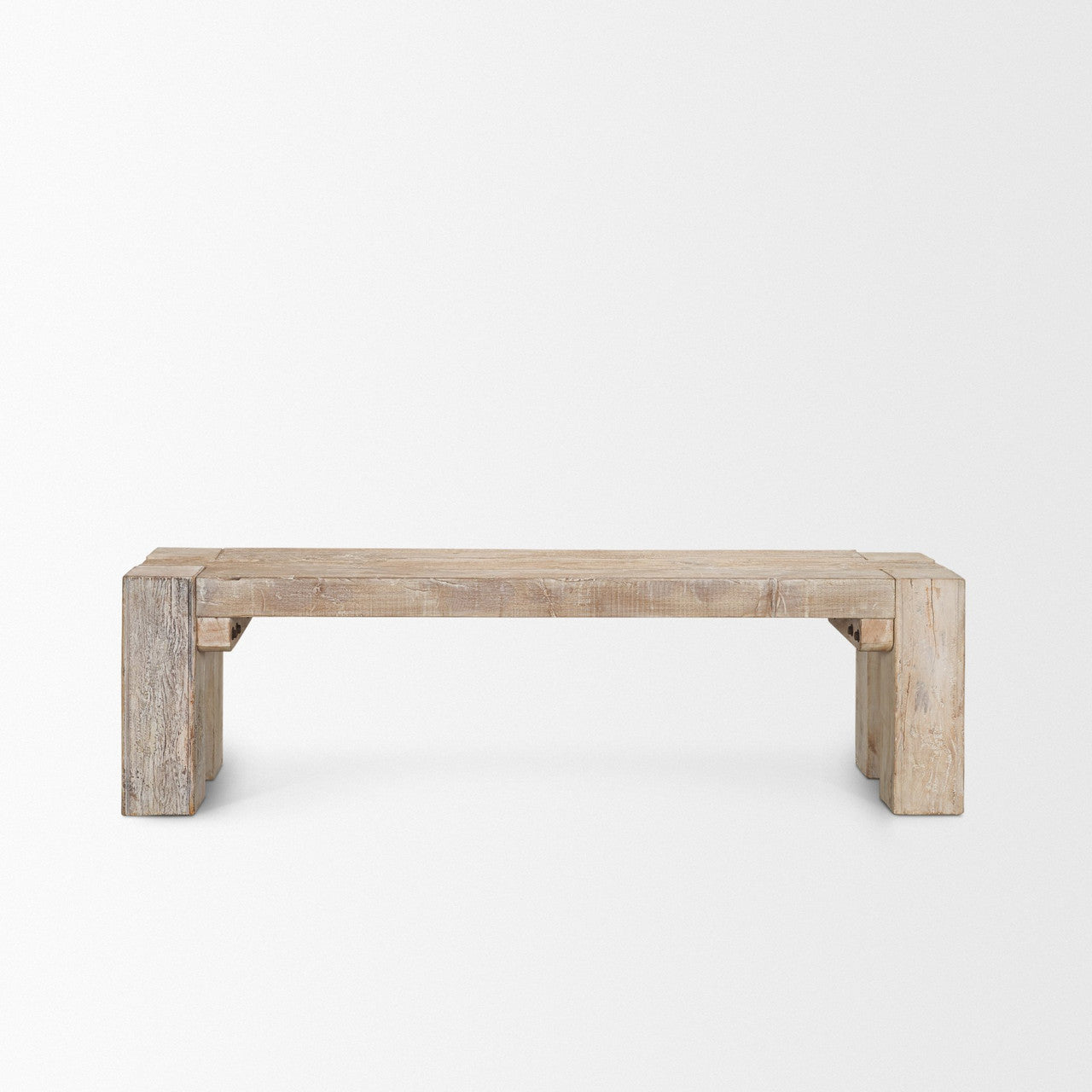 McArthur 64" Whitewash Reclaimed Wood Bench