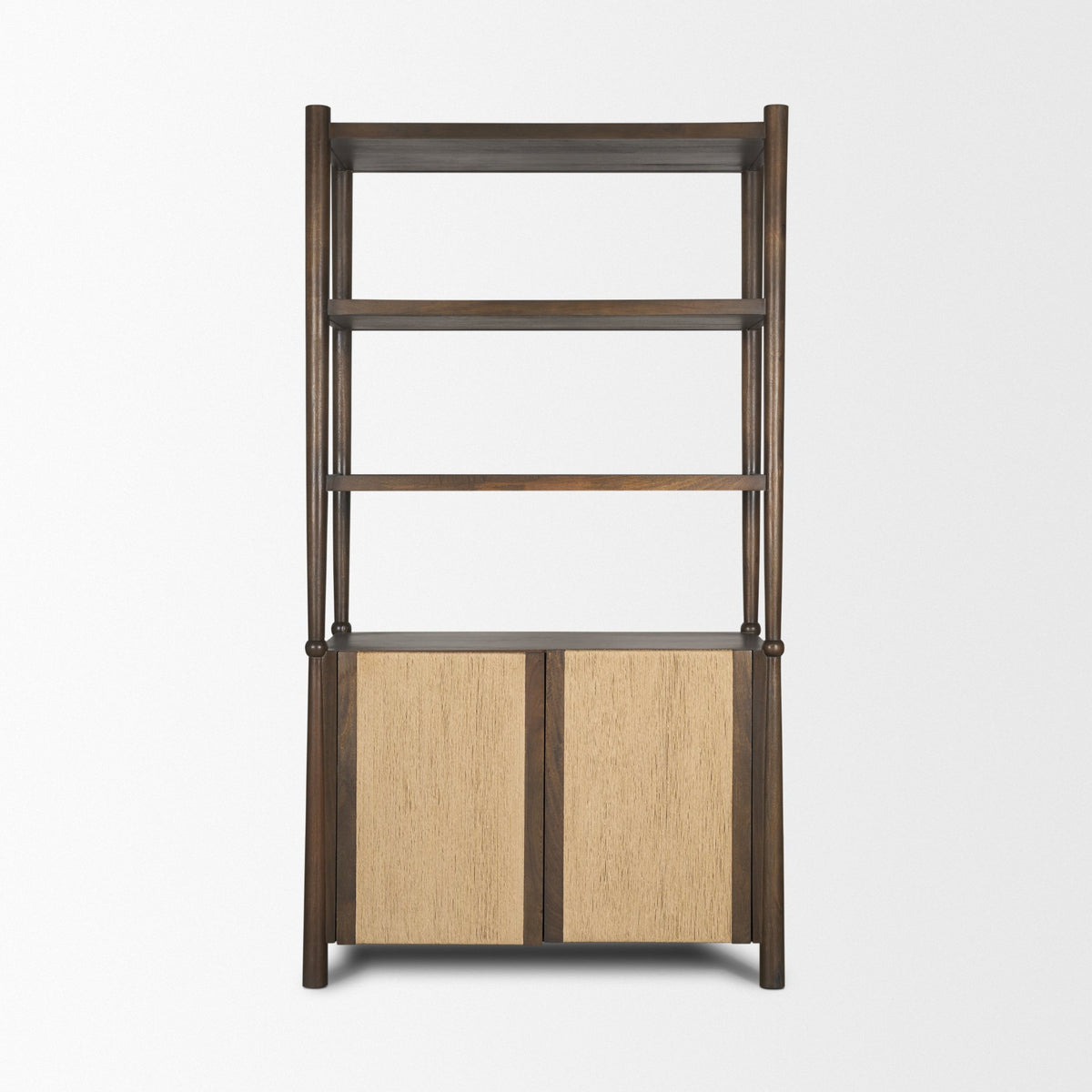 Bondi 2 Door Open Dark Brown Wood w/ Paper Rope Shelving Unit