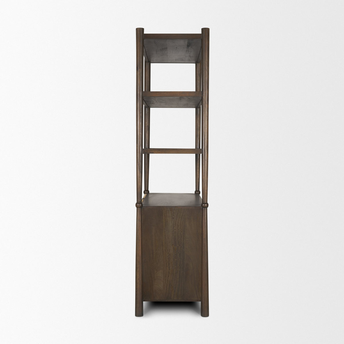 Bondi 2 Door Open Dark Brown Wood w/ Paper Rope Shelving Unit
