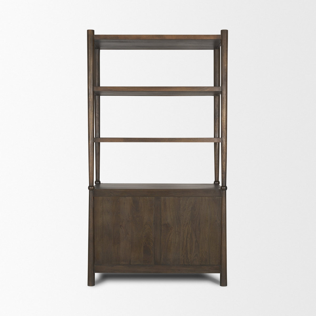 Bondi 2 Door Open Dark Brown Wood w/ Paper Rope Shelving Unit