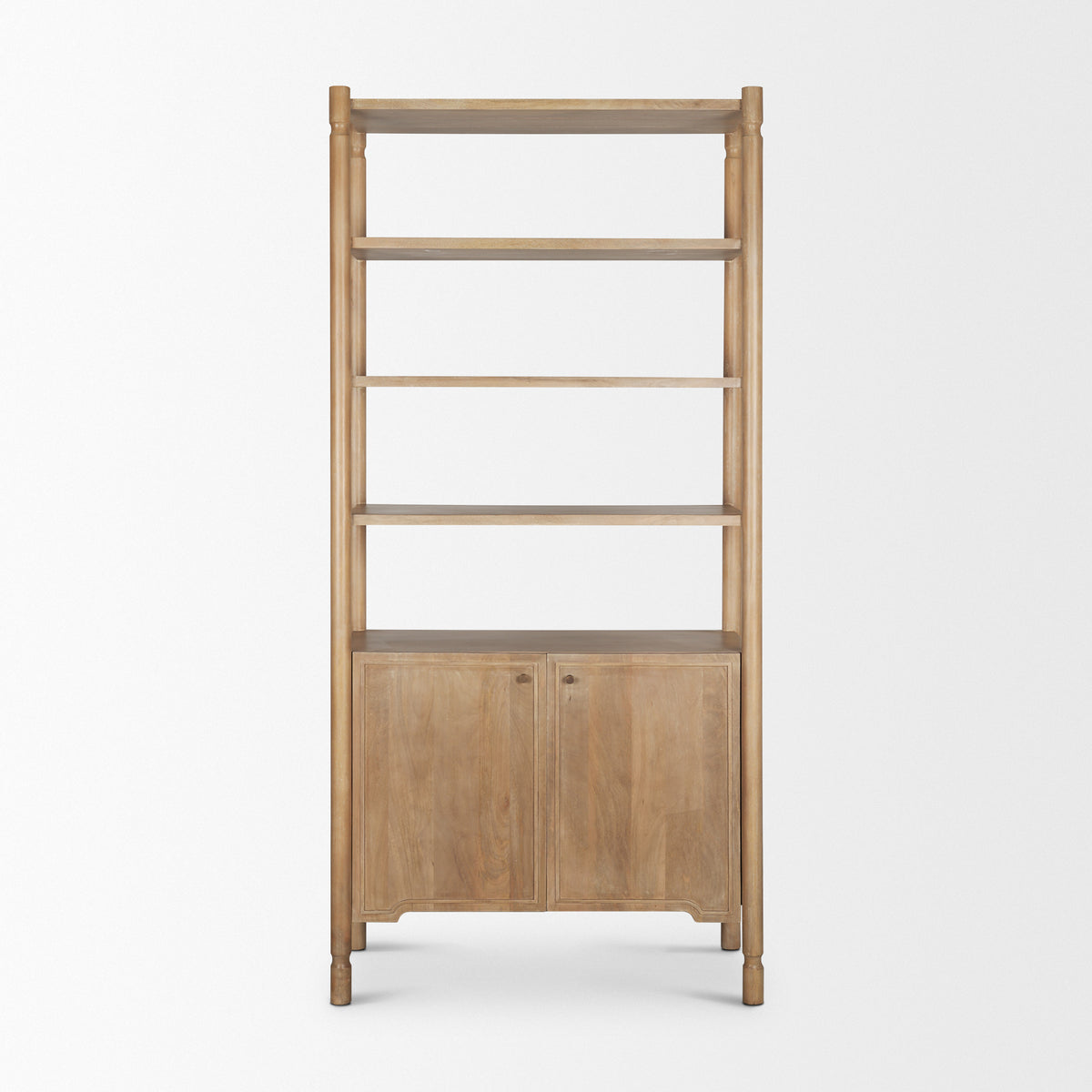Phil Light Brown Wood 2 Door 3 Shelves Open Shelving Unit