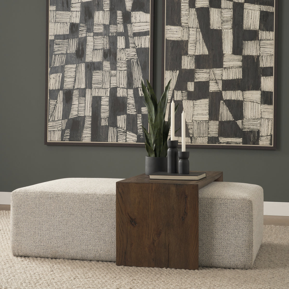 Trayden Gray Fabric w/ Brown Slider Top Coffee Table 55.0X 37.0X 46.0 (cm)