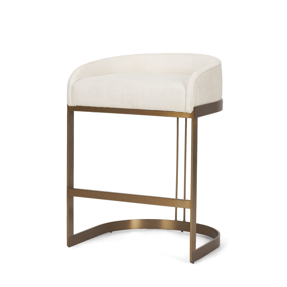 Hollyfield II Cream Fabric Seat W/ Gold Metal Base Counter Stool, VN Cream Fabric, 24.75H Floor to Seat