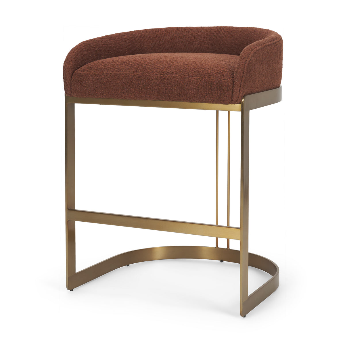 Hollyfield Burgundy Upholstered Stool with Gold Metal Base
