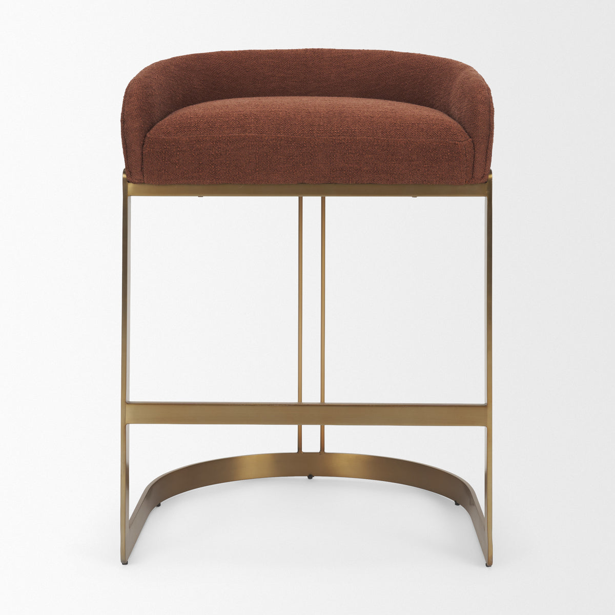 Hollyfield Burgundy Upholstered Stool with Gold Metal Base
