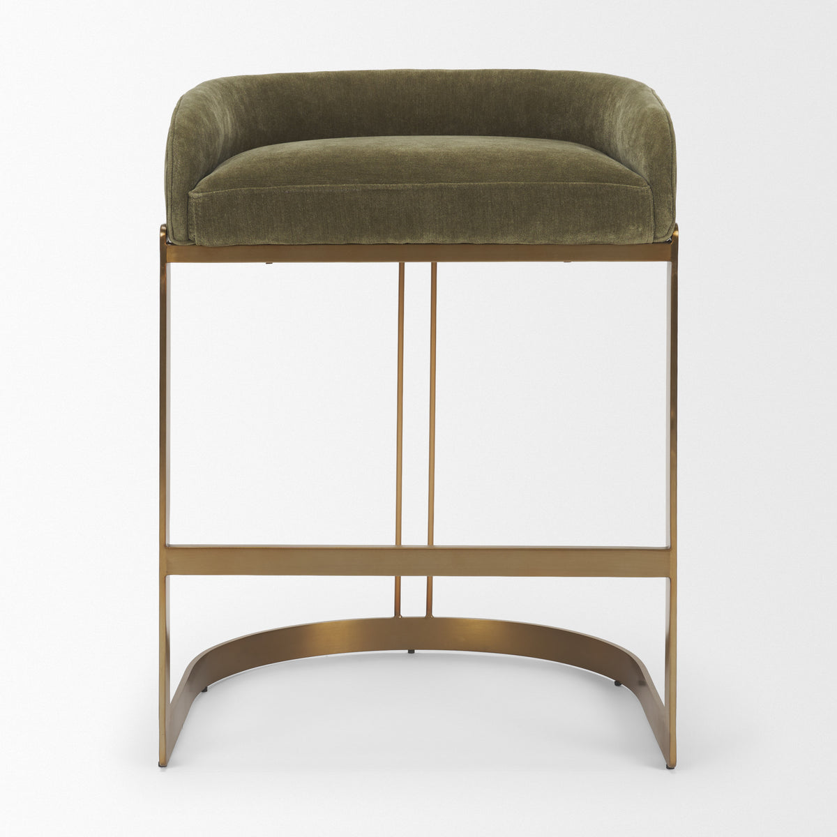 Hollyfield II Olive Fabric Seat Gold Metal Base Counter Stool