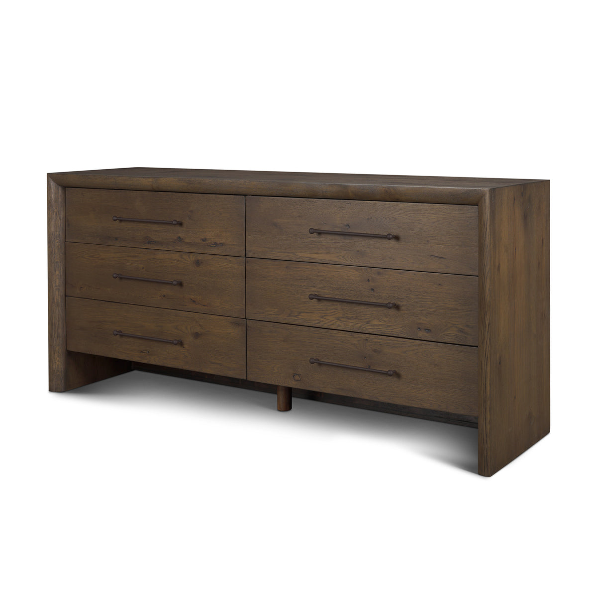 Belford 6-Drawer Dark Brown Oak Wood Dresser