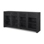 Suri Black Wood w/ Glass 4-Door Closed Sideboard
