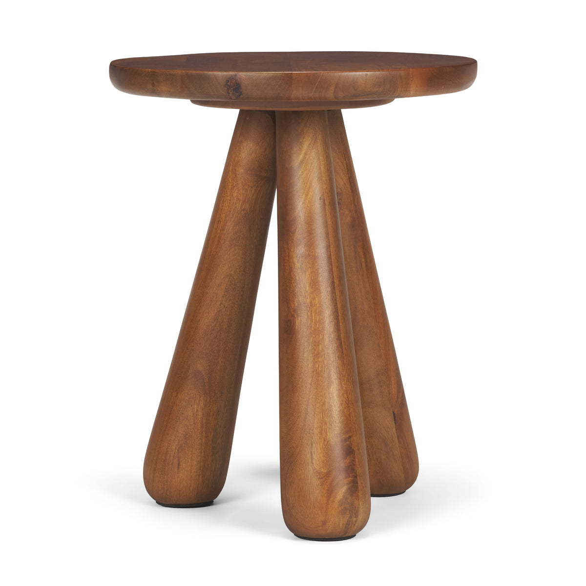 Mora Medium Brown Wood 3-Legged Accent Table
