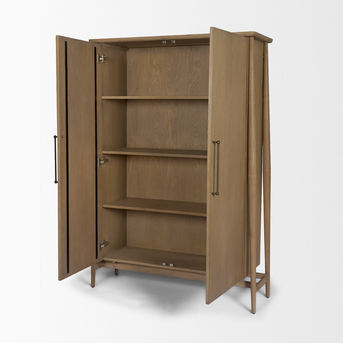 Hollis Gray-Brown Wood Curio Cabinet