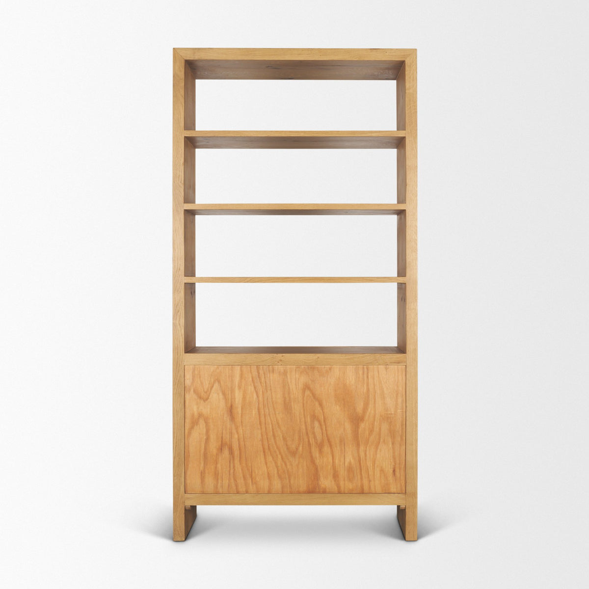 Belford 2-Door Open Light Brown Oak Wood Shelving Unit