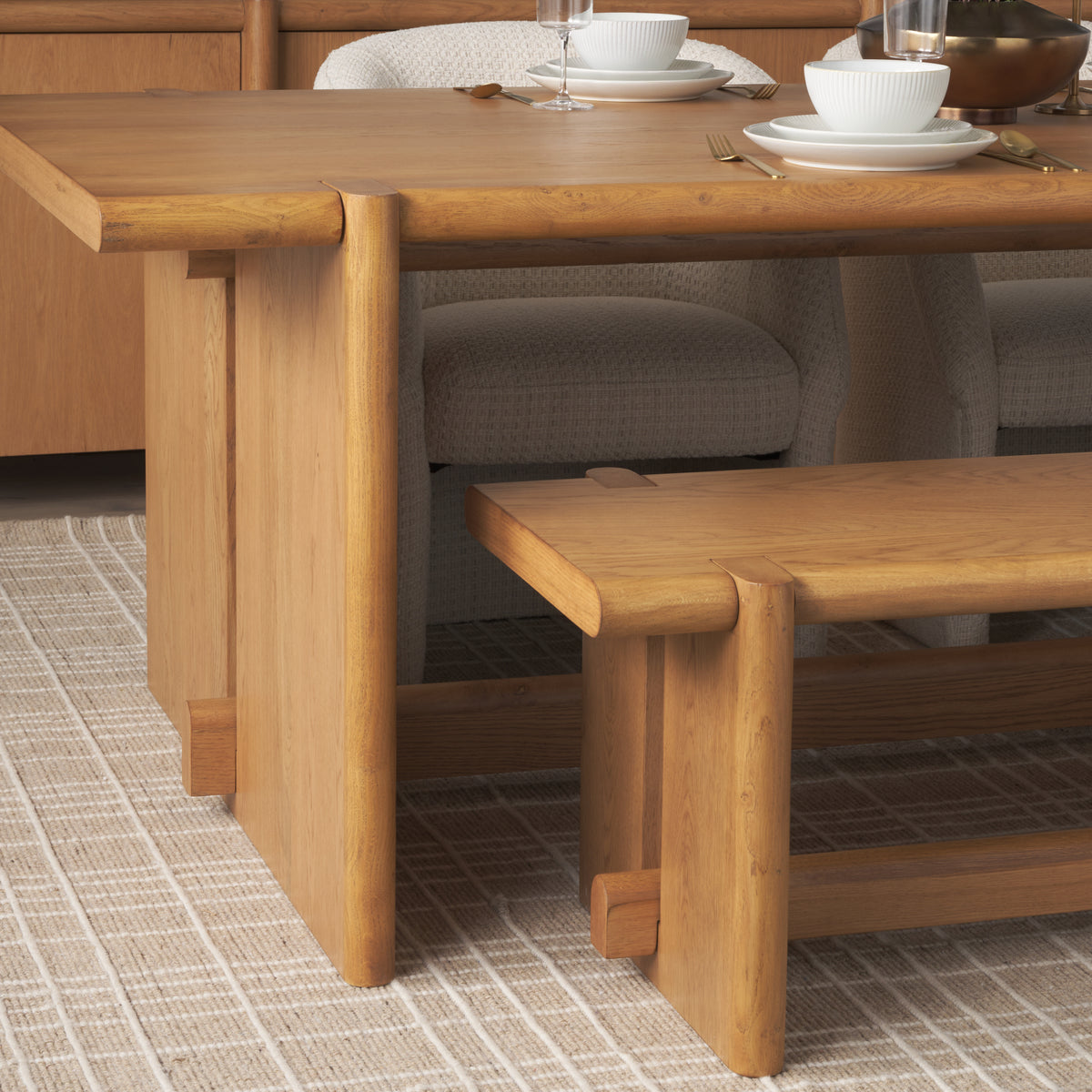 Rowan Light Brown Oak Wood Bench