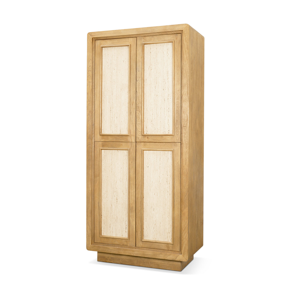 Valterra Light Brown Wood w/ Travertine 4 Door Tall Cabinet