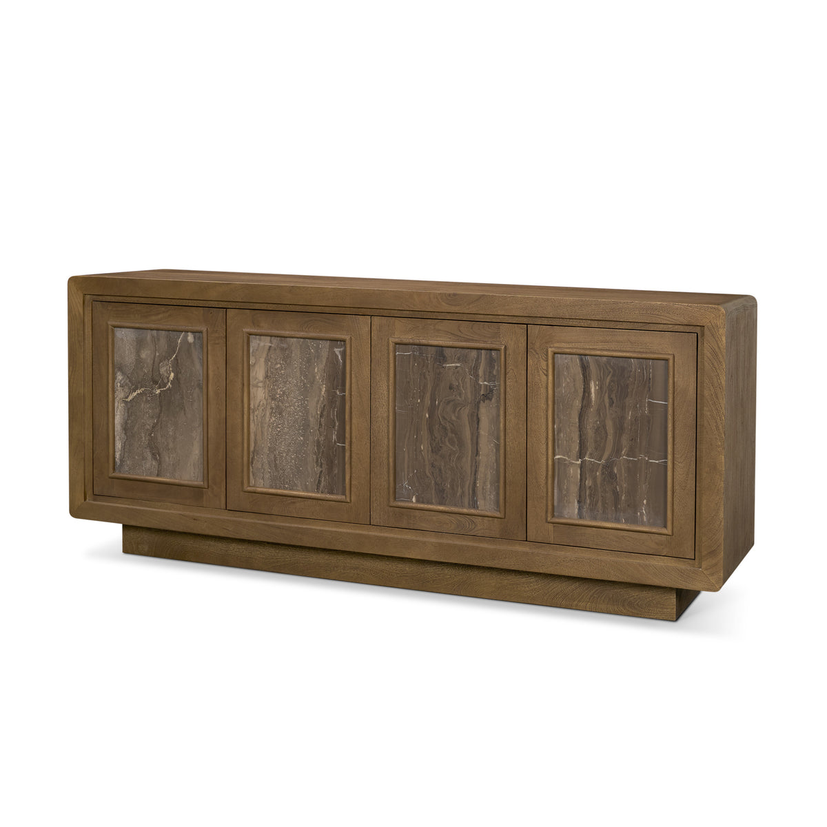 Valterra Dark Brown Wood w/ Cappuccino Marble 4 Door Sideboard