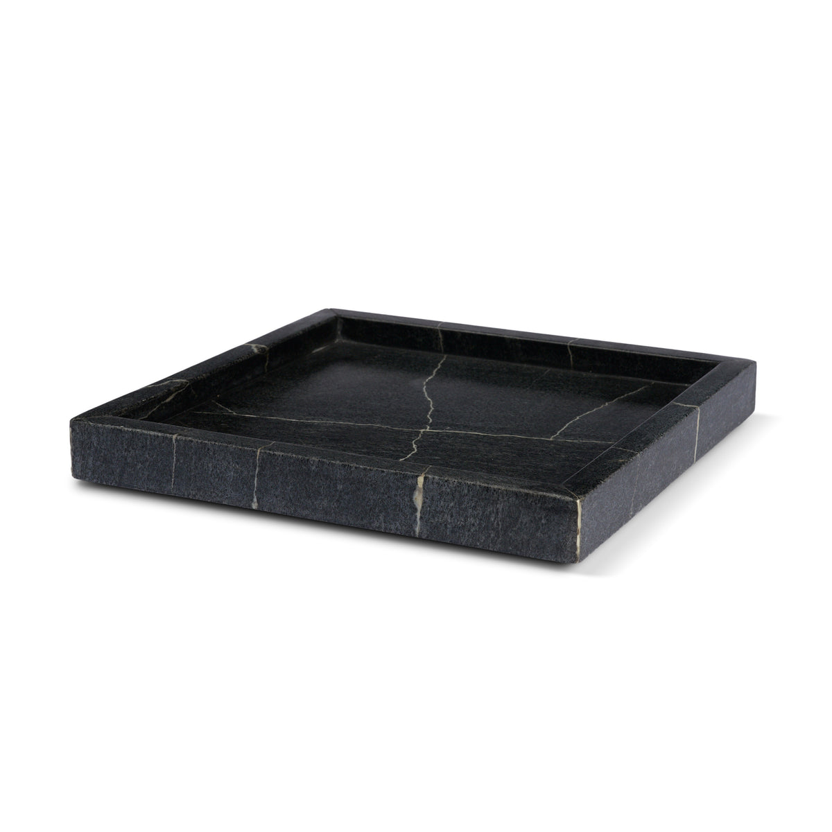 Stratus Black Marble Square Decorative Tray